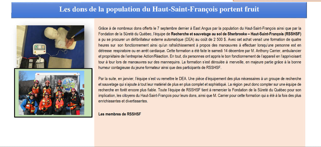 Dons de la population